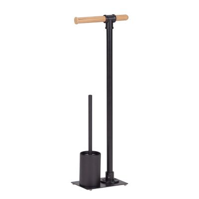 Serviteur WC Forli avec porte-rouleau et brosse à WC - Noir