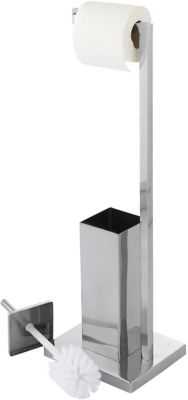 Serviteur WC GoodHome Kotra en inox l.22,4 x P.18 x H.69,5 cm