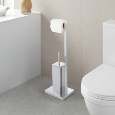 Serviteur WC GoodHome Kotra en inox l.22,4 x P.18 x H.69,5 cm