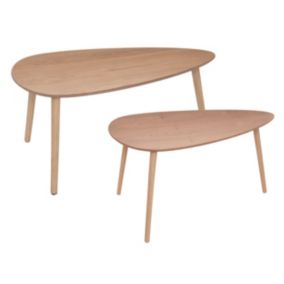 Set 2 tables basses gigogne effet bois Mileo