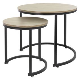 Set 2 tables d'appoint de salon tables gigognes en chêne sonoma 60x52/40x44 cm