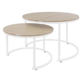 Set 2 tables d'appoint de salon tables gigognes en MDF blanc  74x48/ 59x40 cm