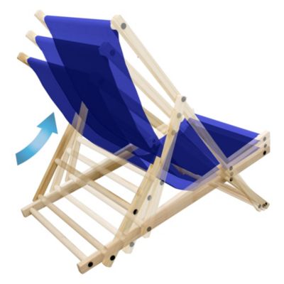 Set 2x chaise longue pliante bois de pin, bleu foncé 120kg