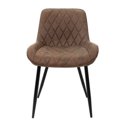 Set 2x chaises de salle à manger fauteuils de cuisine marron pieds en métal
