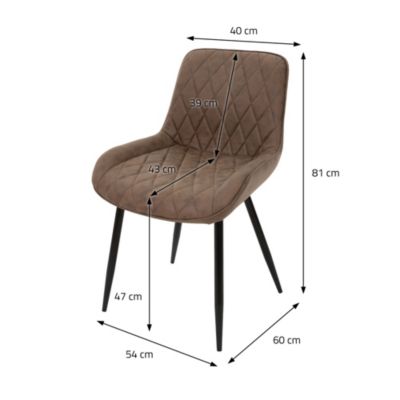 Set 2x chaises de salle à manger fauteuils de cuisine marron pieds en métal