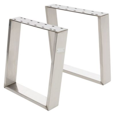 Set 2x pieds de table 80 degrés châssis de table style industriel argent 43 cm