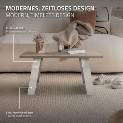 Set 2x pieds de table 80 degrés châssis de table style industriel argent 43 cm