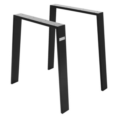 Set 2x pieds de table Loft acier noir patins de table style industriel 75x72 cm