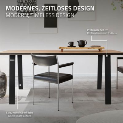 Set 2x pieds de table Loft acier noir patins de table style industriel 75x72 cm