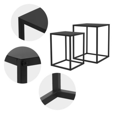 Set 2x supports de fleurs moderne pot à plantes en métal noir tabouret à fleurs