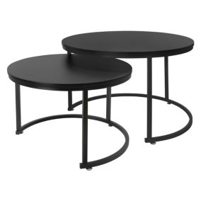 Set 2x tables d'appoint de salon tables gigognes en MDF noir  74x48/ 59x40 cm