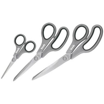 Set 3 ciseaux inox ambidextres noir - 135 mm, 210 mm, 245 mm - poignées ergonomiques bi-matière