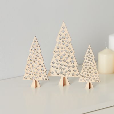 Set 3 mini sapins en bois Highland Lodge