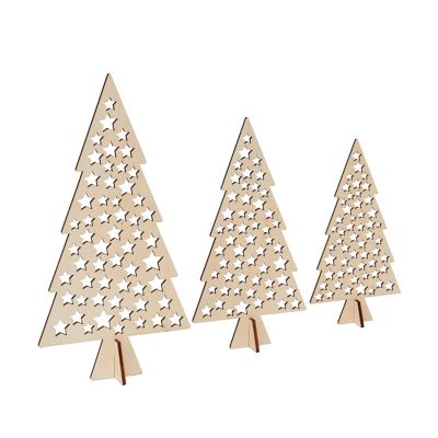 Set 3 mini sapins en bois Highland Lodge