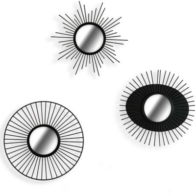 Lot De 3 Miroirs Ronds Décoratifs Oko Noir - Diamètre 25 Cm - Paris Prix