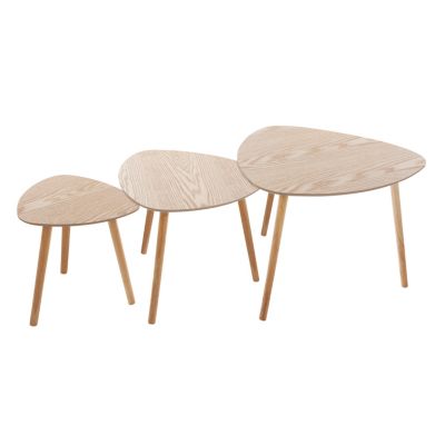 Set 3 tables basses gigogne effet bois clair Mileo