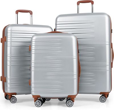 Set 3 Valises Roulettes, Cabine Rigide Extensible Poignée Télescopique, Bagages Serrure TSA ,Housse