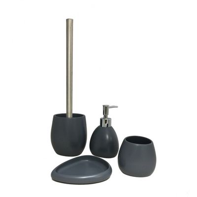 Set 4 accessoires gris anthracite salle de bain - Lara