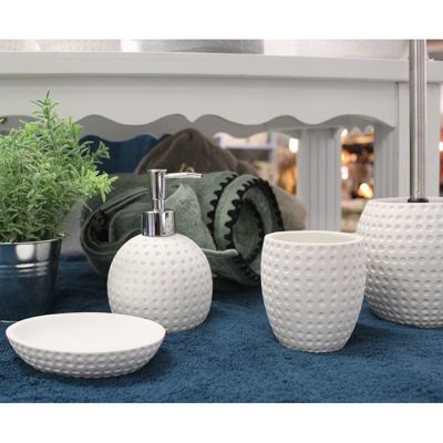 Set 4 accessoires salle de bain rond blanc - JULIA
