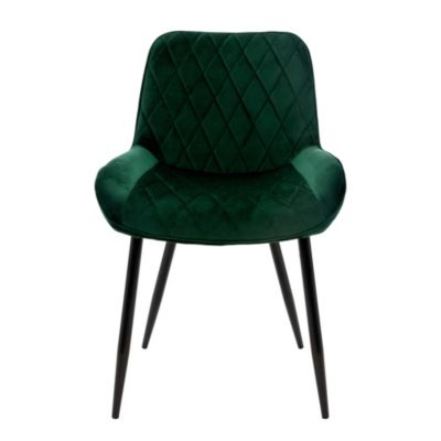 Set 4 chaises de salle à manger rembourrées assise dossier vert foncé velours