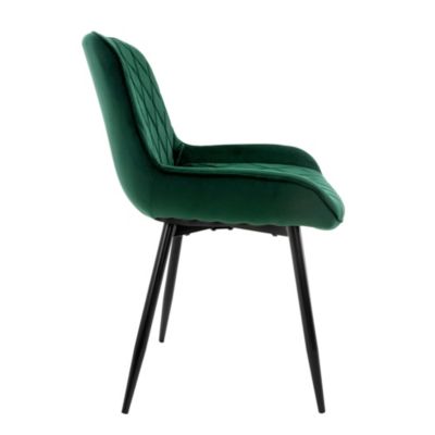 Set 4 chaises de salle à manger rembourrées assise dossier vert foncé velours