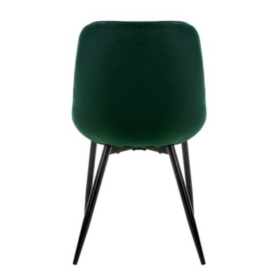 Set 4 chaises de salle à manger rembourrées assise dossier vert foncé velours