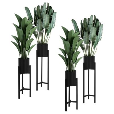 Set 4x porte-fleurs noir réglable support plantes pot à fleurs design intemporel