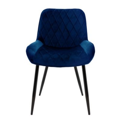 Set 8 chaises de salle à manger rembourrées assise dossier bleu foncé velours
