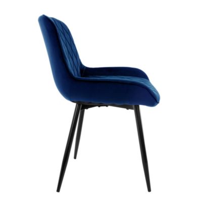 Set 8 chaises de salle à manger rembourrées assise dossier bleu foncé velours