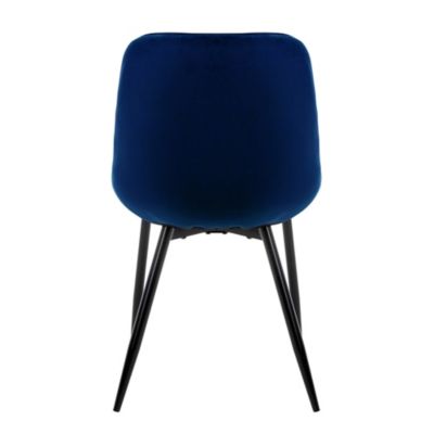 Set 8 chaises de salle à manger rembourrées assise dossier bleu foncé velours