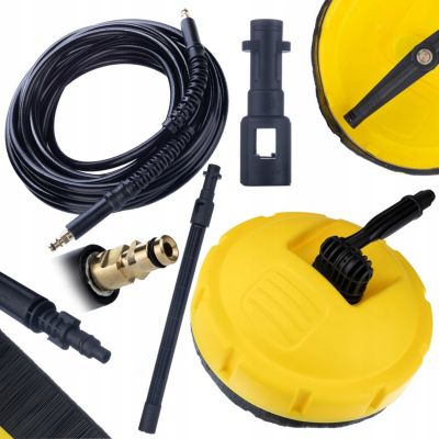 Set Accessoires Nettoyeur Haute Pression - Brosse T-Racer + Tuyau 10 m Click, 180 Bar, Compatible Kärcher K2-K7