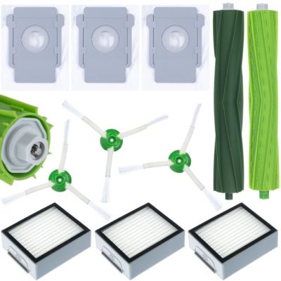 Set Accessoires pour Robot Aspirateur - 3 Filtres HEPA, 3 Sacs, 3 Brosses Latérales, Compatible iRobot Roomba E/I/J