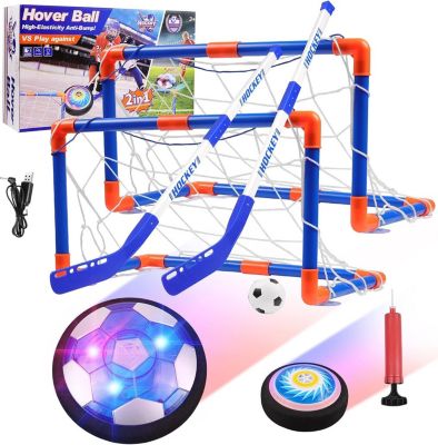 Ballon Flottant 3-en-1 HOYIBO – Hover Hockey, Soccer Et Ballon Classique – LED, Rechargeable, Pare-chocs Mousse – Dès 3 Ans