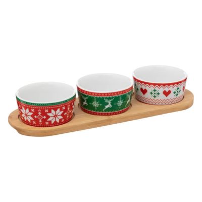 Set apéritif traditionnel 3 pièces en bambou - feeric lights & christmas