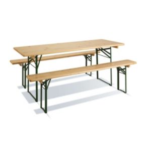 Set Brasserie table de jardin L.170 x l.60 x h.76 cm + 2 bancs L.170 x l.25 x h.46 cm