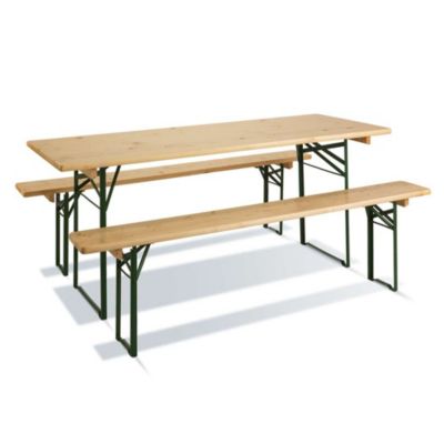 Set Brasserie table de jardin L.170 x l.60 x h.76 cm + 2 bancs L.170 x l.25 x h.46 cm