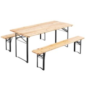 Set brasseur table et 2 bancs bois 180 cm Oviala