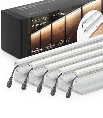 Set éclairage ext. pour clôture en Bois - 5 Barettes lumineuse  1733 m/m Argent - 1 transformateur et 1 prolongateur