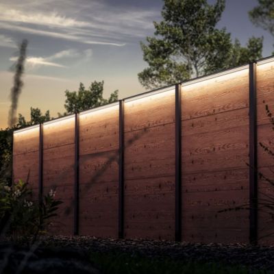 Set éclairage ext. pour clôture en Bois - 5 Barettes lumineuse  1733 m/m Argent - 1 transformateur et 1 prolongateur