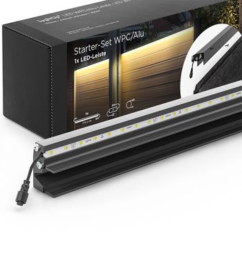 Set éclairage ext. pour clôture PVC/Aluminium - 1 Barette lumineuse  1733 m/m Anthracite - 1 transformateur et 1 prolongateur