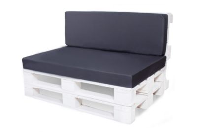 Set coussins palette 120x60 / 120x50cm Bleu foncé Coussins de jardin avec housses amovibles pour une utilisation int/ext.