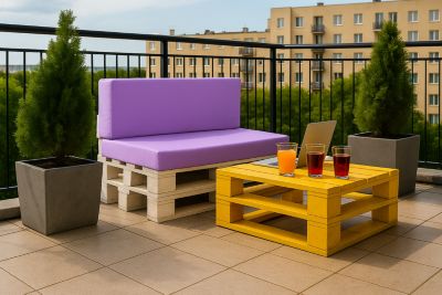Set coussins palette 120x60 / 120x50cm Violet clair Coussins de jardin avec housses amovibles pour une utilisation int/ext.