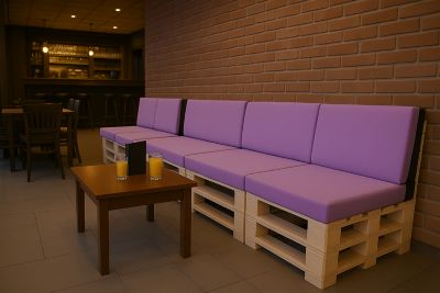Set coussins palette 120x60 / 120x50cm Violet clair Coussins de jardin avec housses amovibles pour une utilisation int/ext.