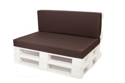 Set coussins palette 120x80 / 120x40cm Marron Coussins de jardin avec housses amovibles pour une utilisation int/ext.