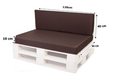 Set coussins palette 120x80 / 120x40cm Marron Coussins de jardin avec housses amovibles pour une utilisation int/ext.