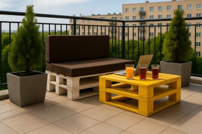 Set coussins palette 120x80 / 120x40cm Marron Coussins de jardin avec housses amovibles pour une utilisation int/ext.