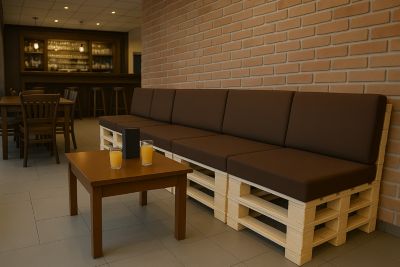 Set coussins palette 120x80 / 120x40cm Marron Coussins de jardin avec housses amovibles pour une utilisation int/ext.