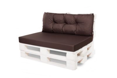 Set coussins pour palettes 120x80 cm, housse d'assise amovible, coussins de dossier matelassés 120x40 cm Marron coussins palettes