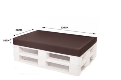Set coussins pour palettes 120x80 cm, housse d'assise amovible, coussins de dossier matelassés 120x40 cm Marron coussins palettes