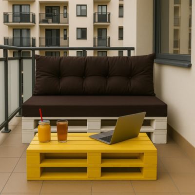 Set coussins pour palettes 120x80 cm, housse d'assise amovible, coussins de dossier matelassés 120x40 cm Marron coussins palettes